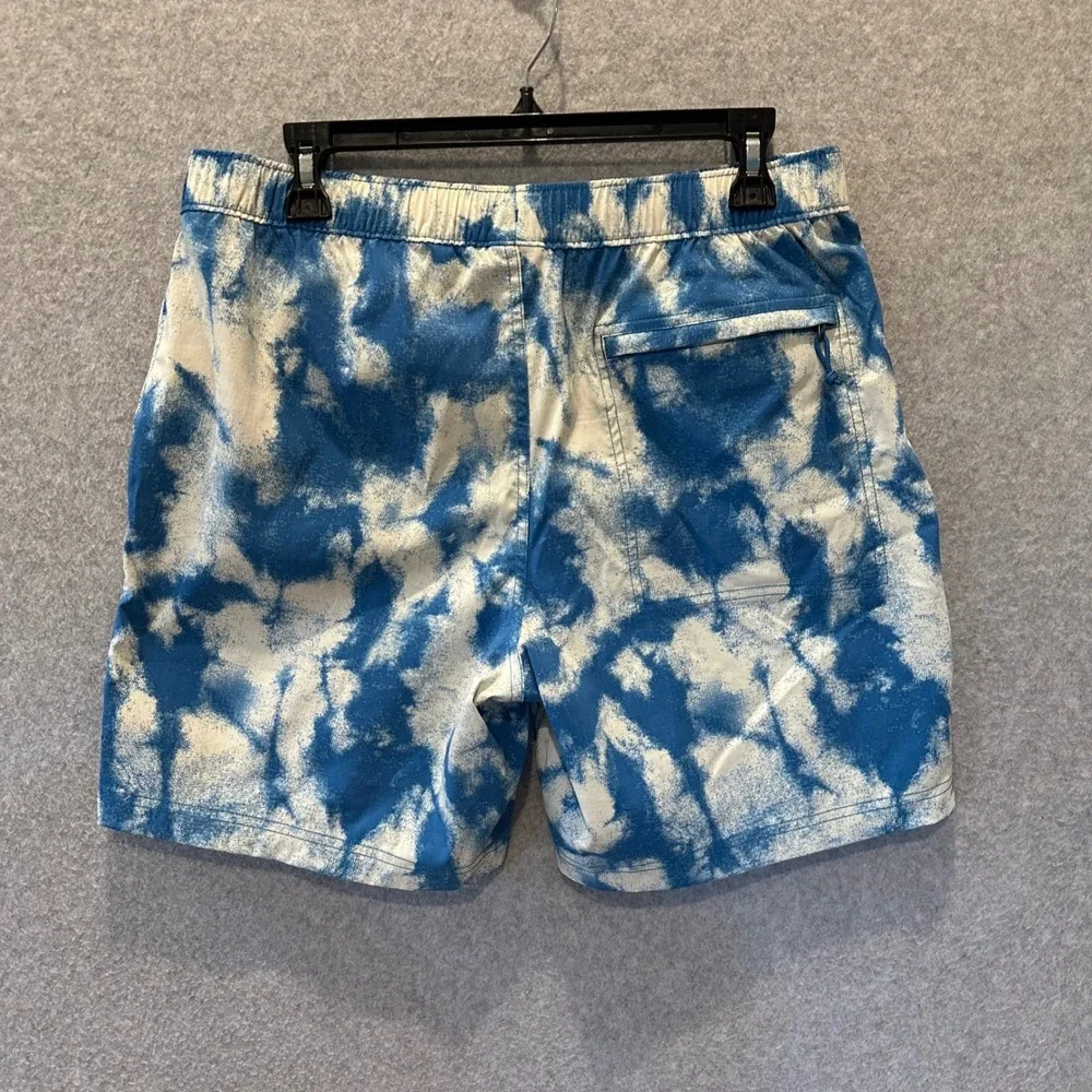The North Face Mens Class V Pull-On Shorts Blue White Tie Dye Cloud Print Size M